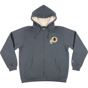 NFL Pro Line Washington Redskins Sherpa Lined Full Zip Hoodie Gray Mens XL